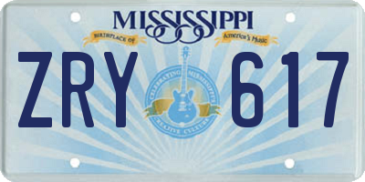 MS license plate ZRY617