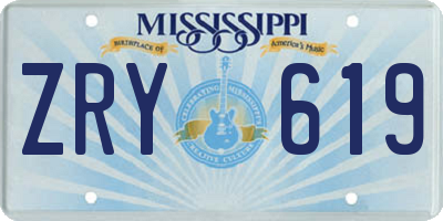 MS license plate ZRY619