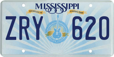 MS license plate ZRY620