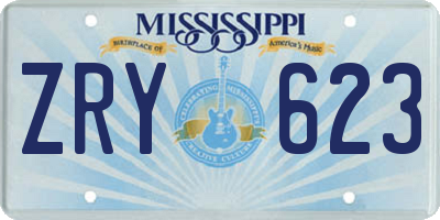 MS license plate ZRY623