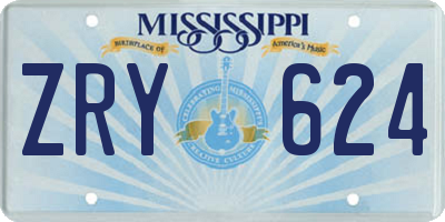 MS license plate ZRY624
