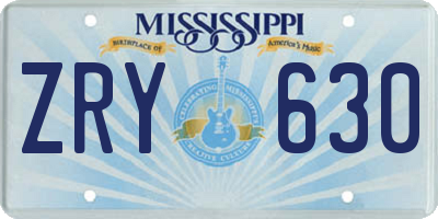 MS license plate ZRY630