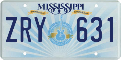 MS license plate ZRY631
