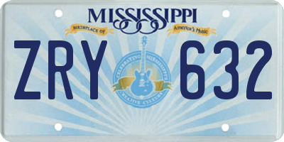 MS license plate ZRY632