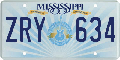 MS license plate ZRY634