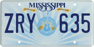 MS license plate ZRY635