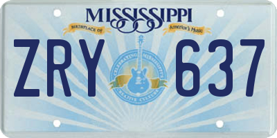 MS license plate ZRY637