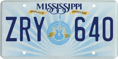 MS license plate ZRY640
