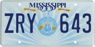 MS license plate ZRY643