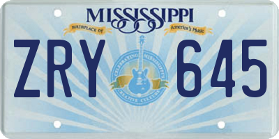 MS license plate ZRY645