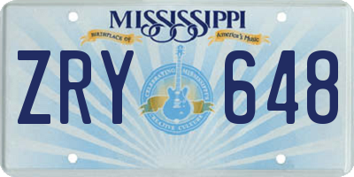 MS license plate ZRY648