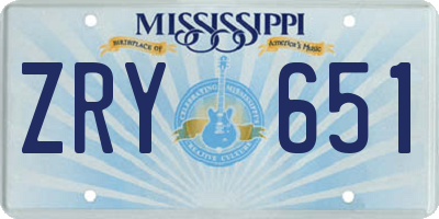 MS license plate ZRY651