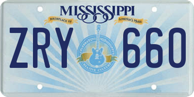 MS license plate ZRY660