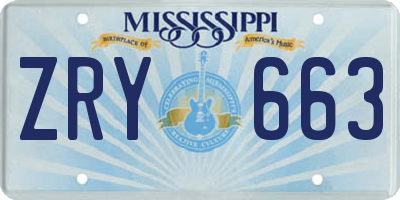 MS license plate ZRY663