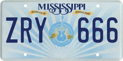 MS license plate ZRY666