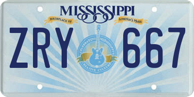 MS license plate ZRY667