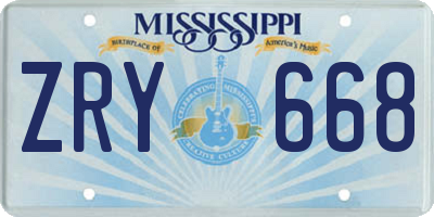MS license plate ZRY668