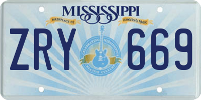 MS license plate ZRY669