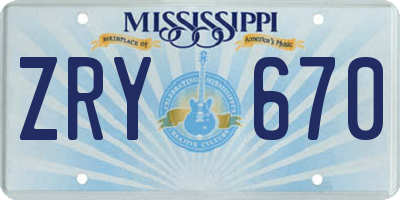 MS license plate ZRY670