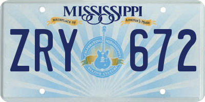 MS license plate ZRY672