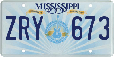 MS license plate ZRY673
