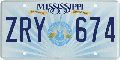 MS license plate ZRY674