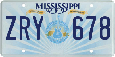 MS license plate ZRY678