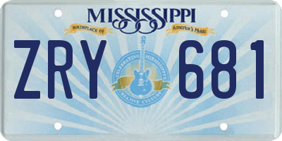 MS license plate ZRY681
