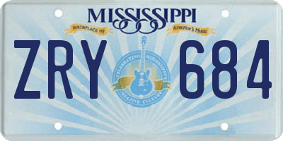 MS license plate ZRY684