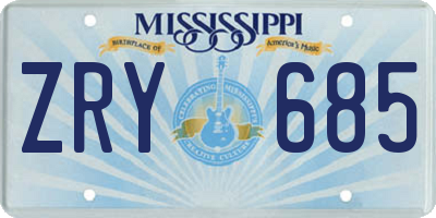 MS license plate ZRY685