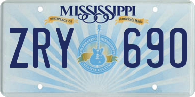 MS license plate ZRY690