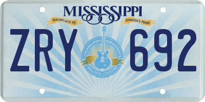 MS license plate ZRY692