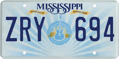 MS license plate ZRY694
