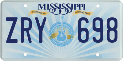 MS license plate ZRY698