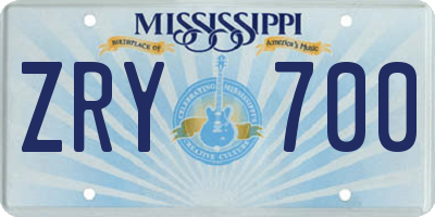 MS license plate ZRY700