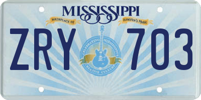 MS license plate ZRY703