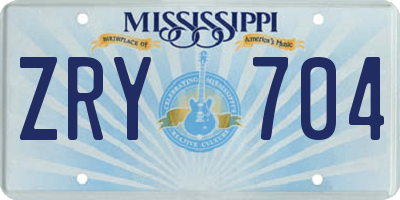 MS license plate ZRY704