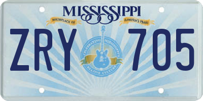 MS license plate ZRY705