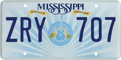 MS license plate ZRY707