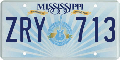 MS license plate ZRY713