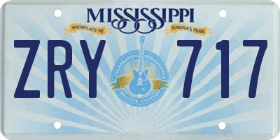 MS license plate ZRY717