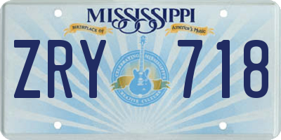 MS license plate ZRY718