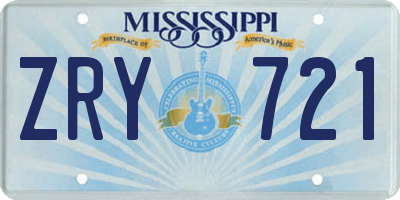 MS license plate ZRY721