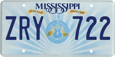 MS license plate ZRY722