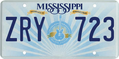 MS license plate ZRY723