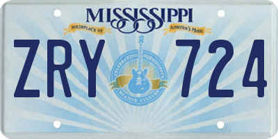 MS license plate ZRY724