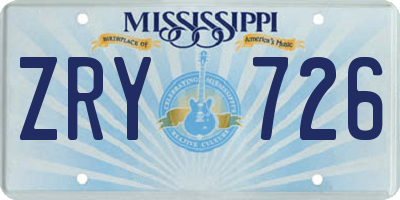MS license plate ZRY726