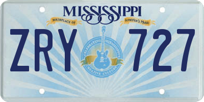 MS license plate ZRY727