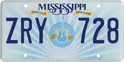 MS license plate ZRY728