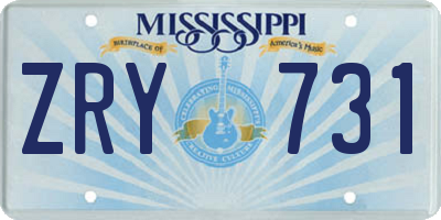 MS license plate ZRY731